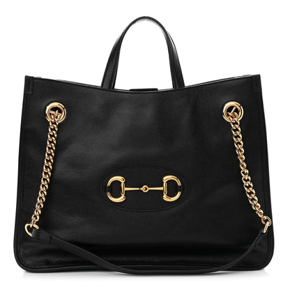 Gucci New Sakai Calfskin Lux Medium Horsebit 1955 Tote Bag Black 1 of 13