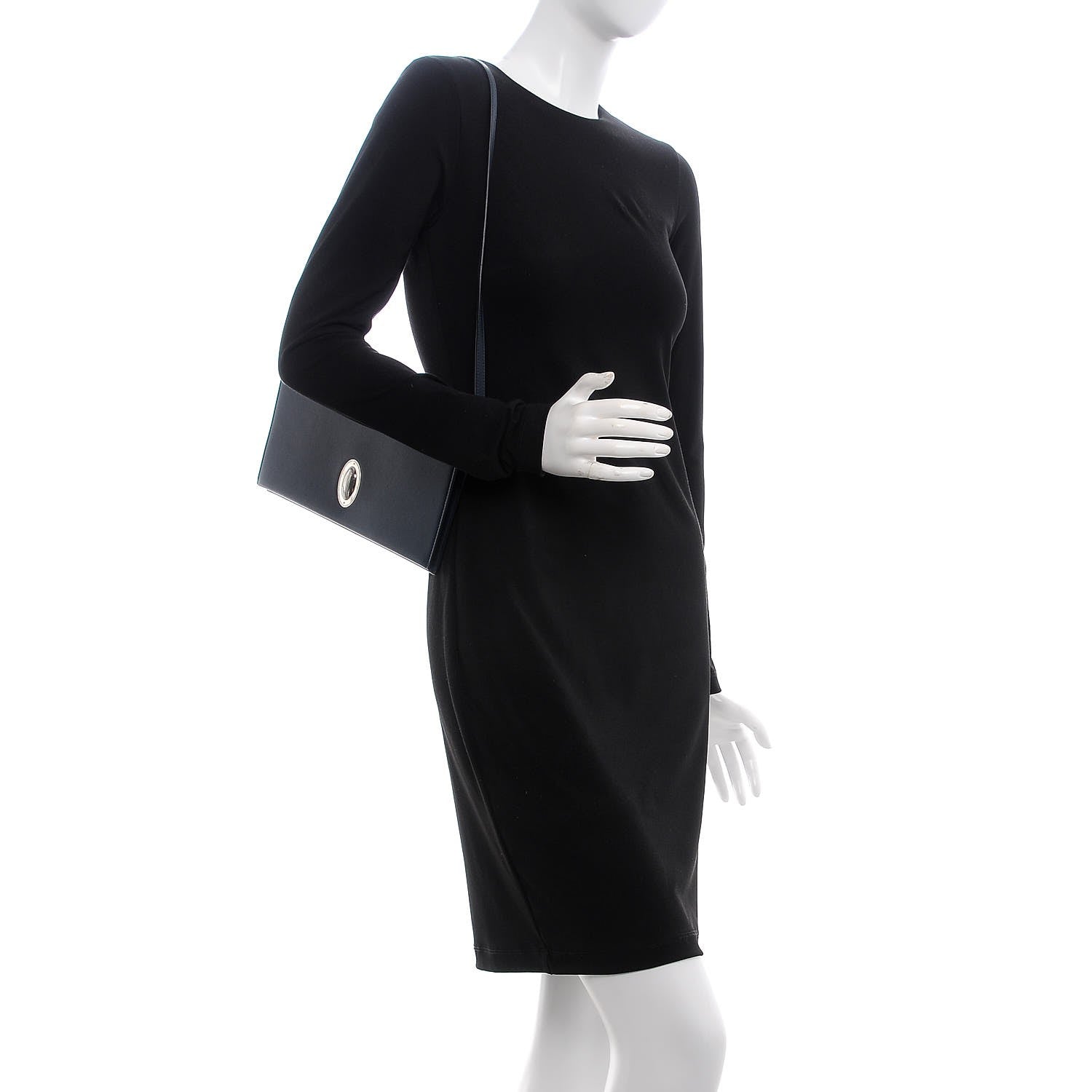 Celine Smooth Calfskin Oval Clutch Navy 2 of 8