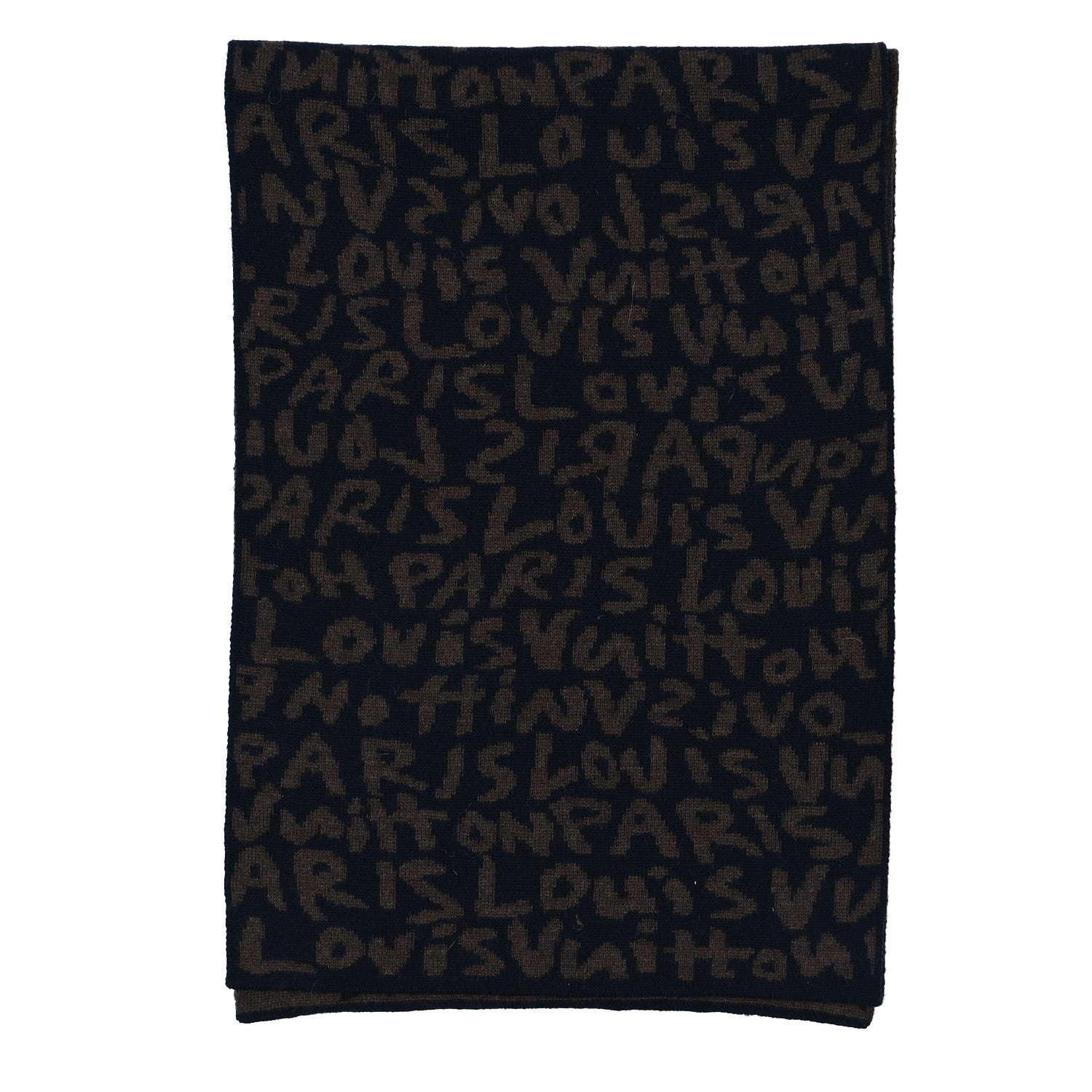 Louis Vuitton Wool Graffiti Scarf Brown Navy 2 of 3