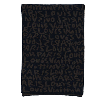 Louis Vuitton Wool Graffiti Scarf Brown Navy 2 of 3