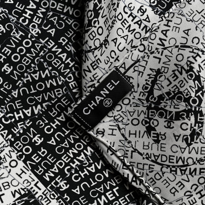 Chanel Silk Rue Cambon CC Square Scarf Black White 3 of 4