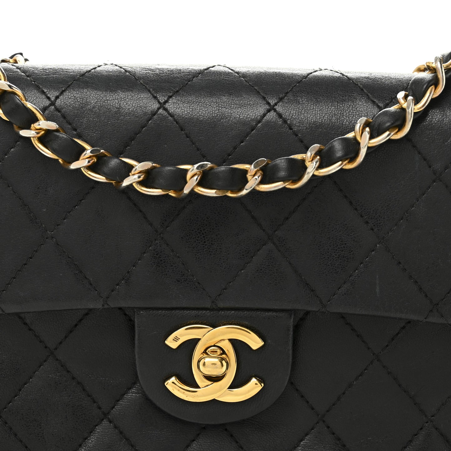 Lambskin Quilted Mini Square Flap Bag Black