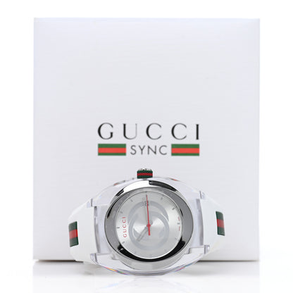 Gucci Stainless Steel Rubber 46mm Sync Web Quartz Watch White 5 of 5