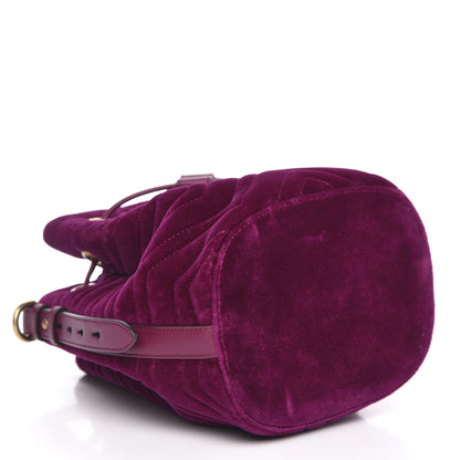 Gucci Velvet Matelasse GG Marmont Bucket Bag Fuchsia Violet Cyclamen 4 of 12
