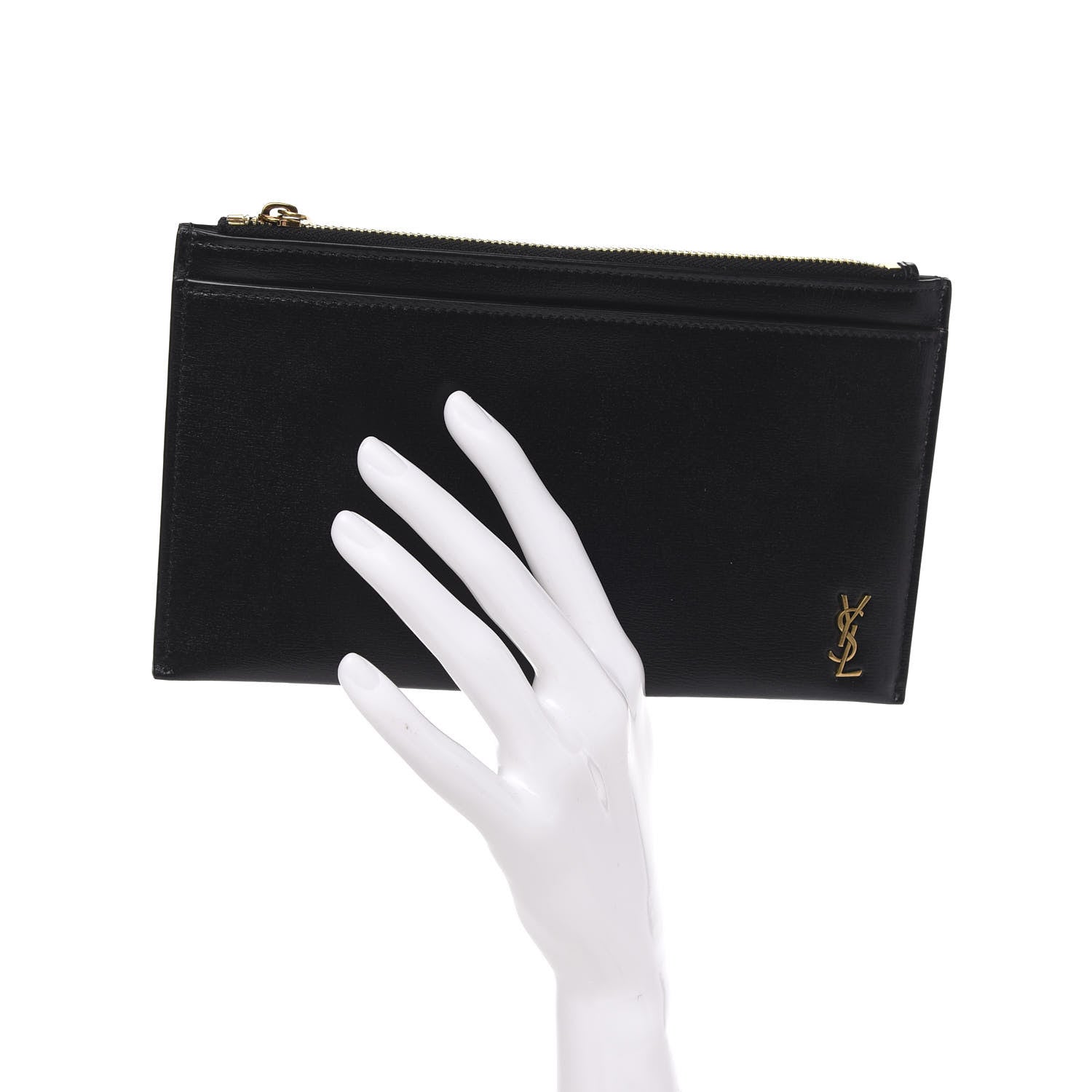 Saint Laurent Smooth Calfskin Monogram Bill Pouch Black 2 of 9
