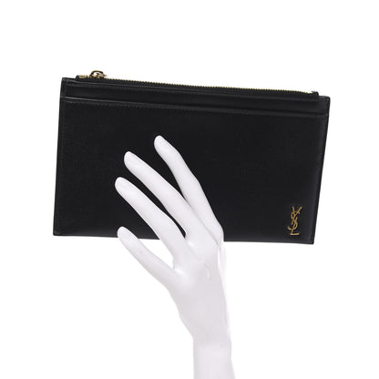 Saint Laurent Smooth Calfskin Monogram Bill Pouch Black 2 of 9