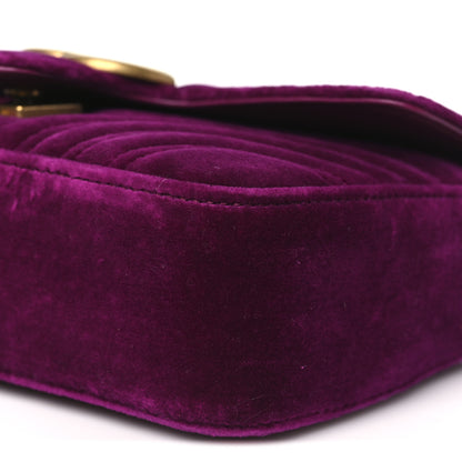 Gucci Velvet Matelasse Mini GG Marmont Shoulder Bag Fuchsia Violet Cyclamen 10 of 10