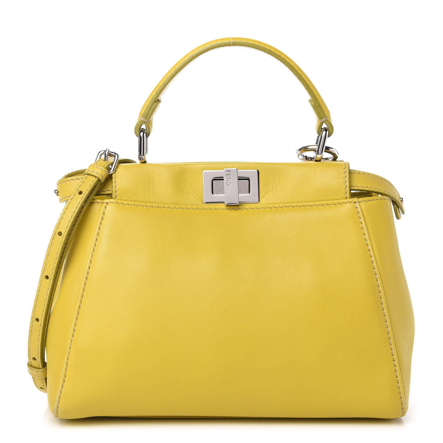 Fendi Nappa Mini Peekaboo Iconic Satchel Lime 1 of 9