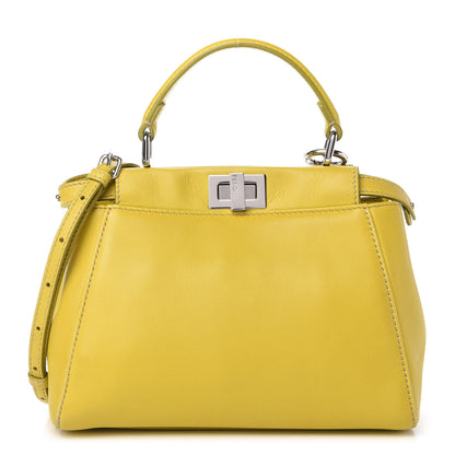 Fendi Nappa Mini Peekaboo Iconic Satchel Lime 1 of 9