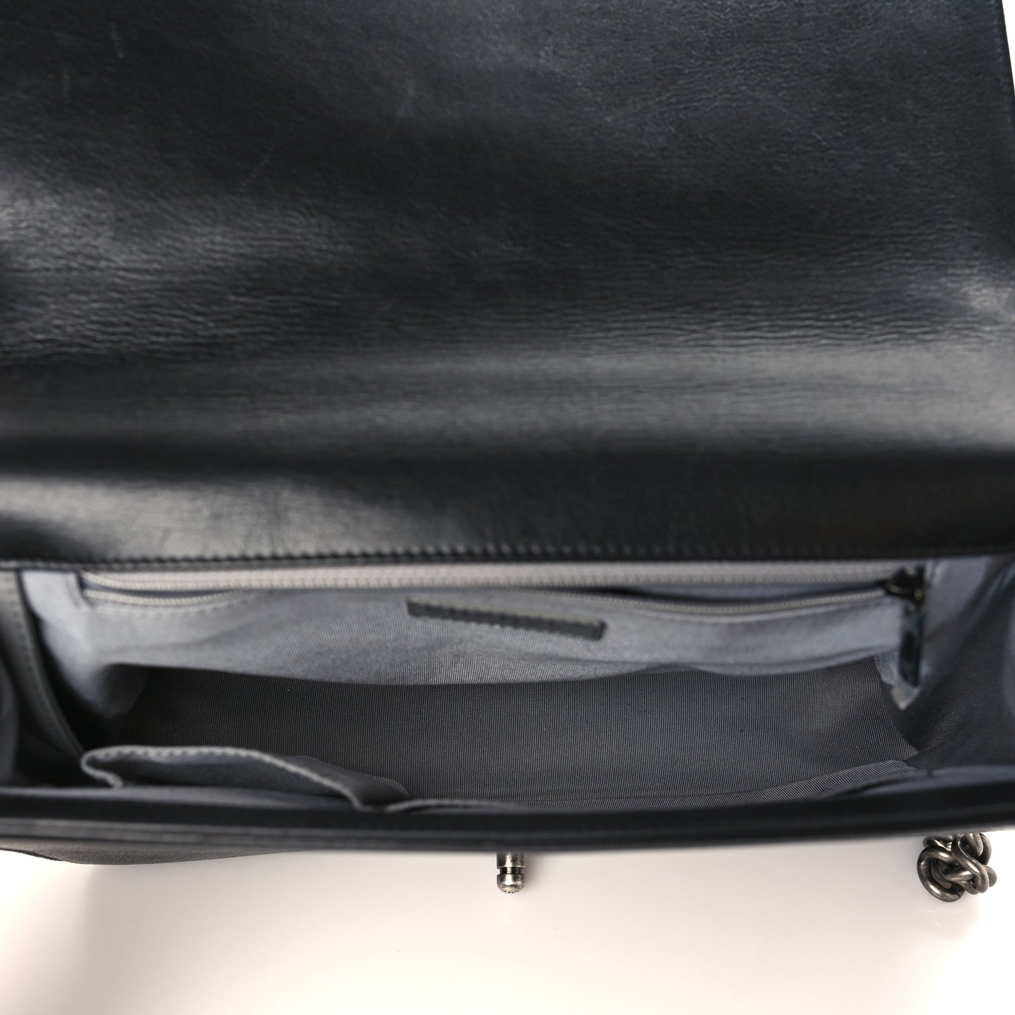 Calfskin Quilted Large Boy Flap Black