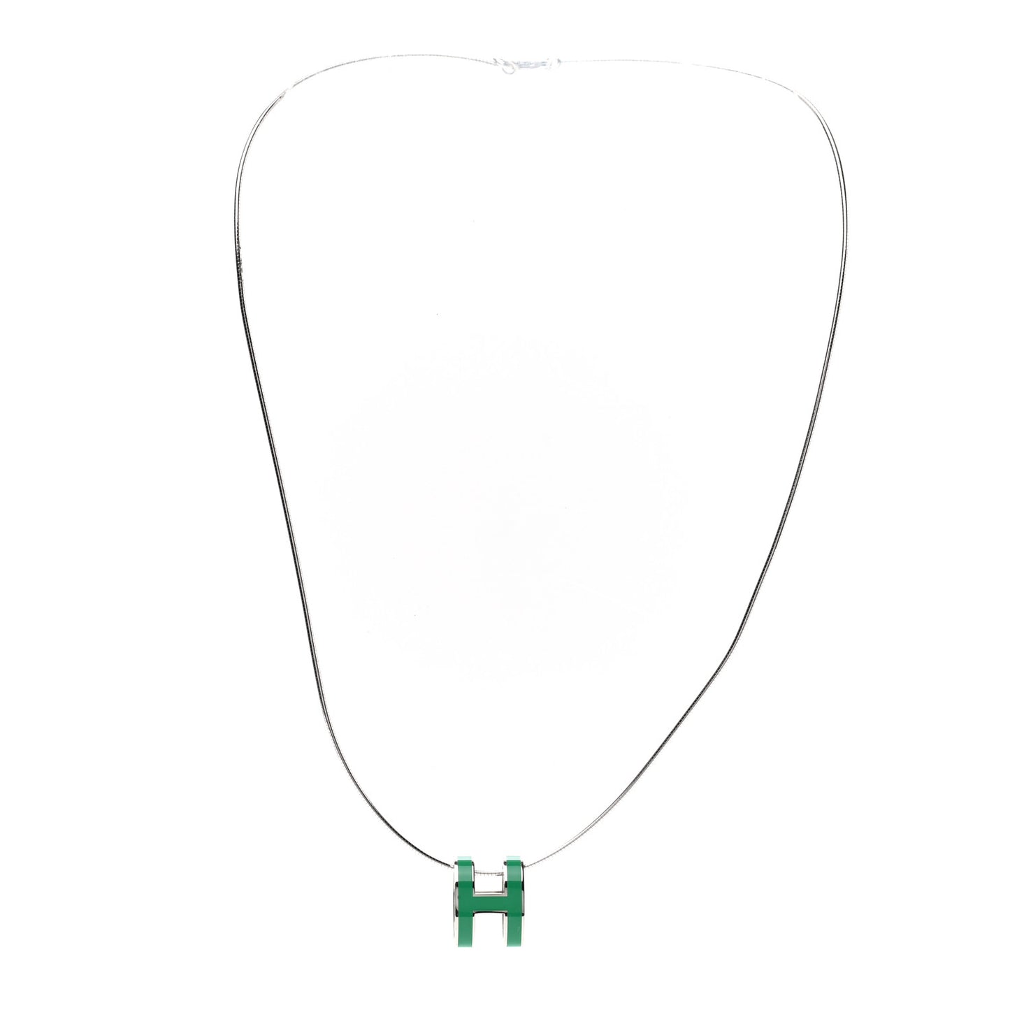 Lacquered Palladium Pop H Pendant Necklace Vert Malachite
