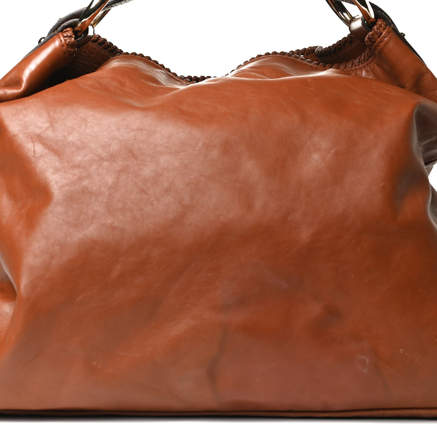 Calfskin Large Horsebit Chain Hobo Brown