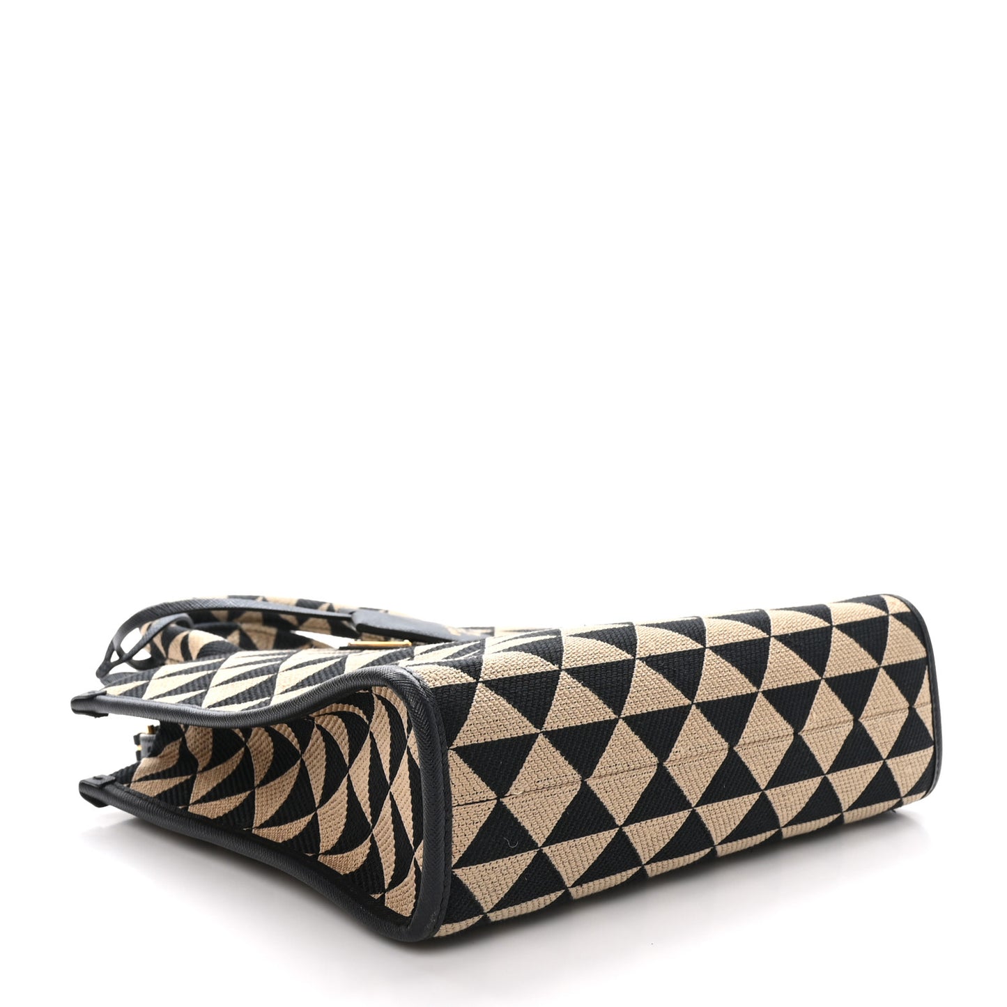 Jacquard Saffiano Triangolo Symbole Embroidered Small Tote Black Corda