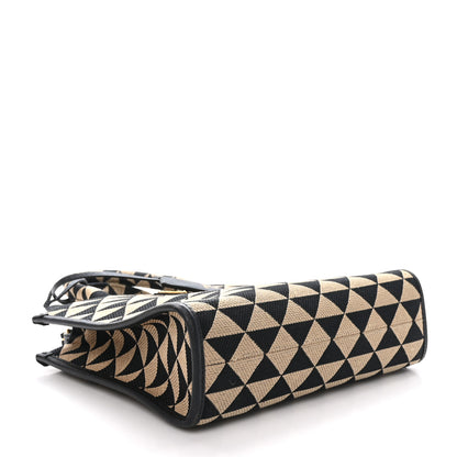 Prada Jacquard Saffiano Triangolo Symbole Embroidered Small Tote Black Corda 4 of 9