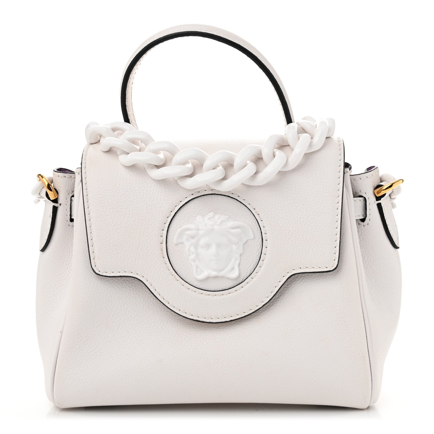 Versace Grained Calfskin Small La Medusa Top Handle Bag White 1 of 9