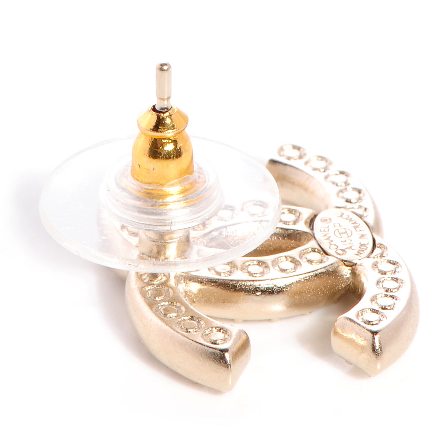 Chanel Crystal CC Earrings Gold 3 of 5