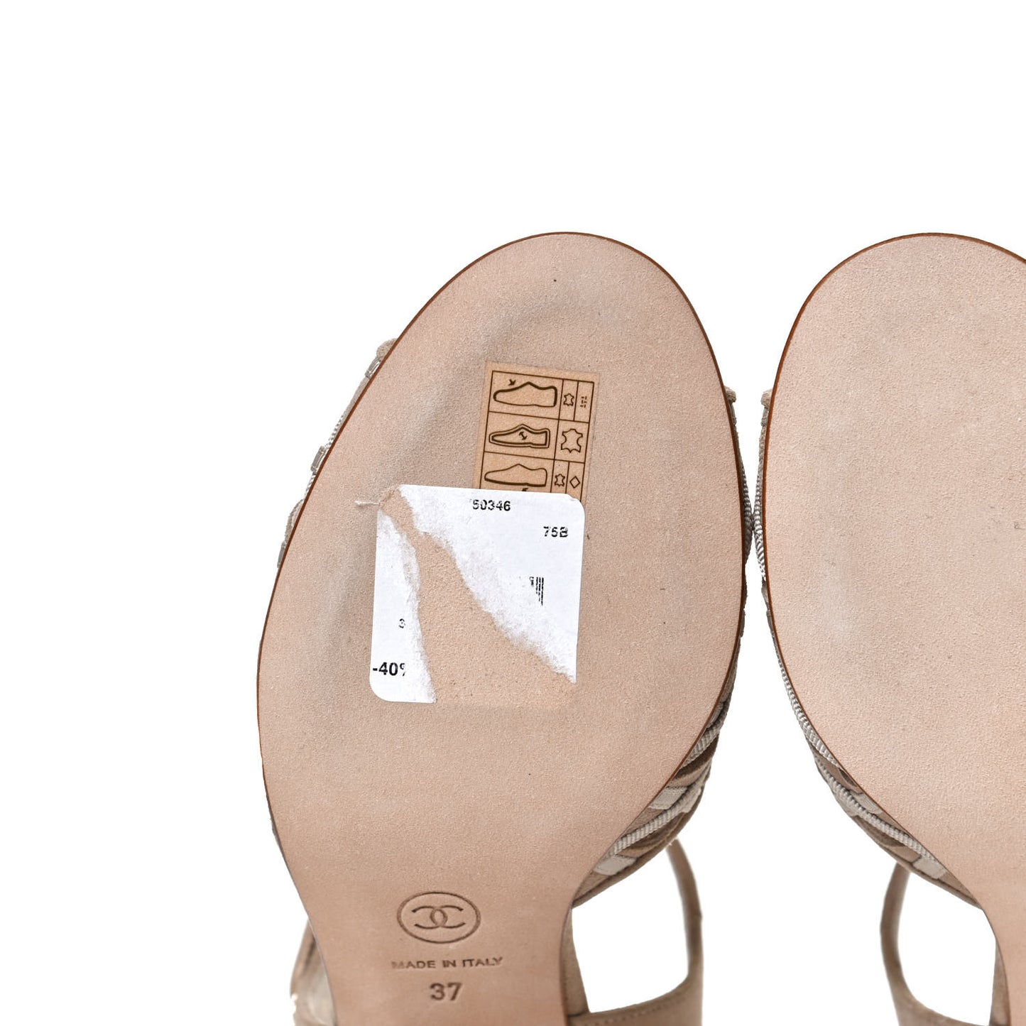Suede Grosgrain Criss Cross Ankle Strap Sandals 37 Beige