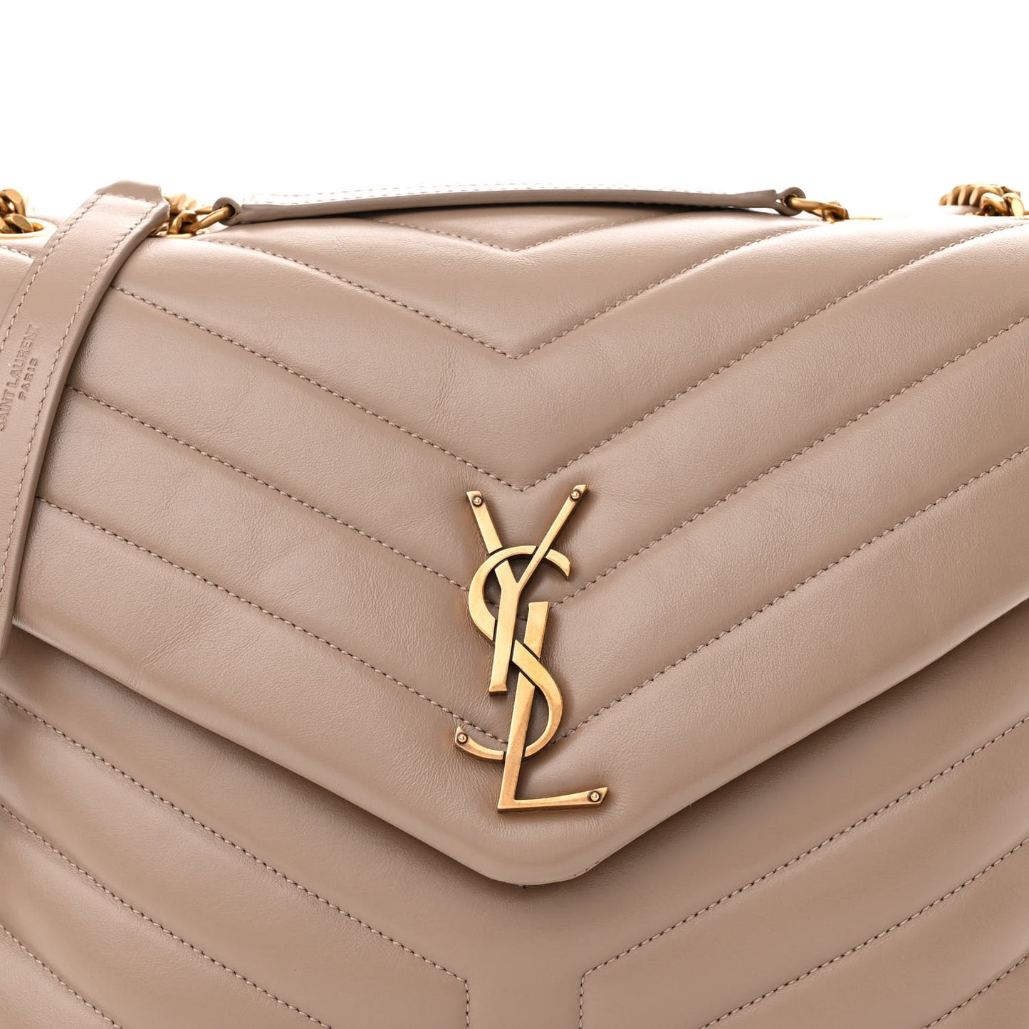 Calfskin Y Quilted Monogram Medium Loulou Chain Satchel Dusty Grey