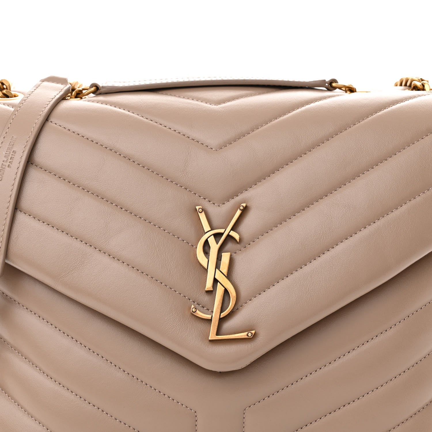 Saint Laurent Calfskin Y Quilted Monogram Medium Loulou Chain Satchel Dusty Grey 8 of 11