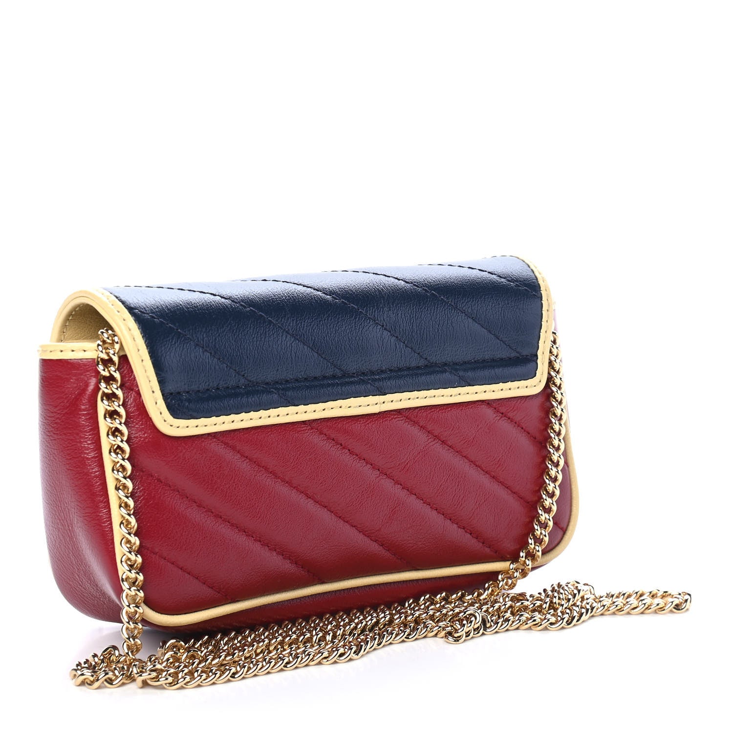 Gucci Azalea Calfskin Matelasse Diagonal Super Mini Torchon GG Marmont Shoulder Bag Blue Agata New Cherry Red Butter 3 of 9