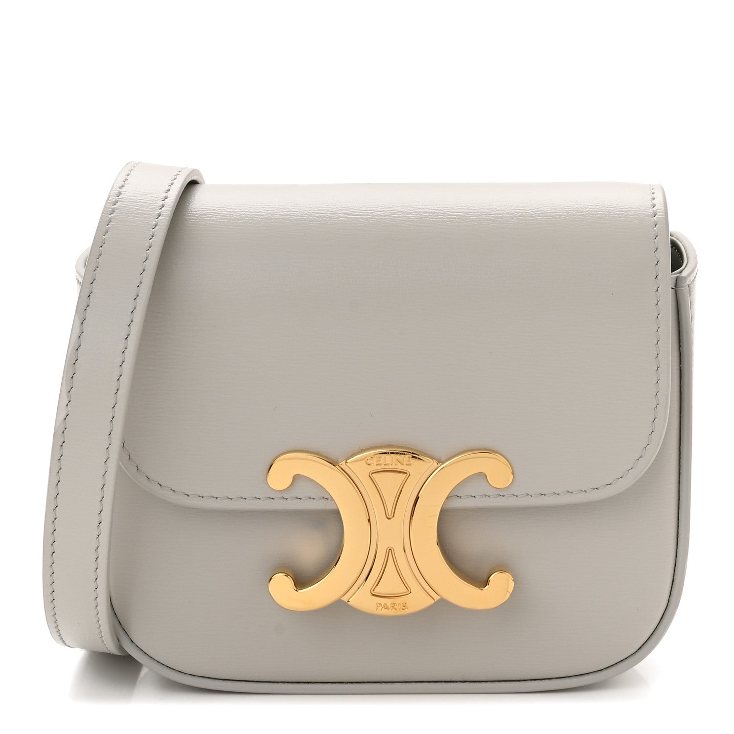 Celine Shiny Calfskin Mini Triomphe Chalk 1 of 10