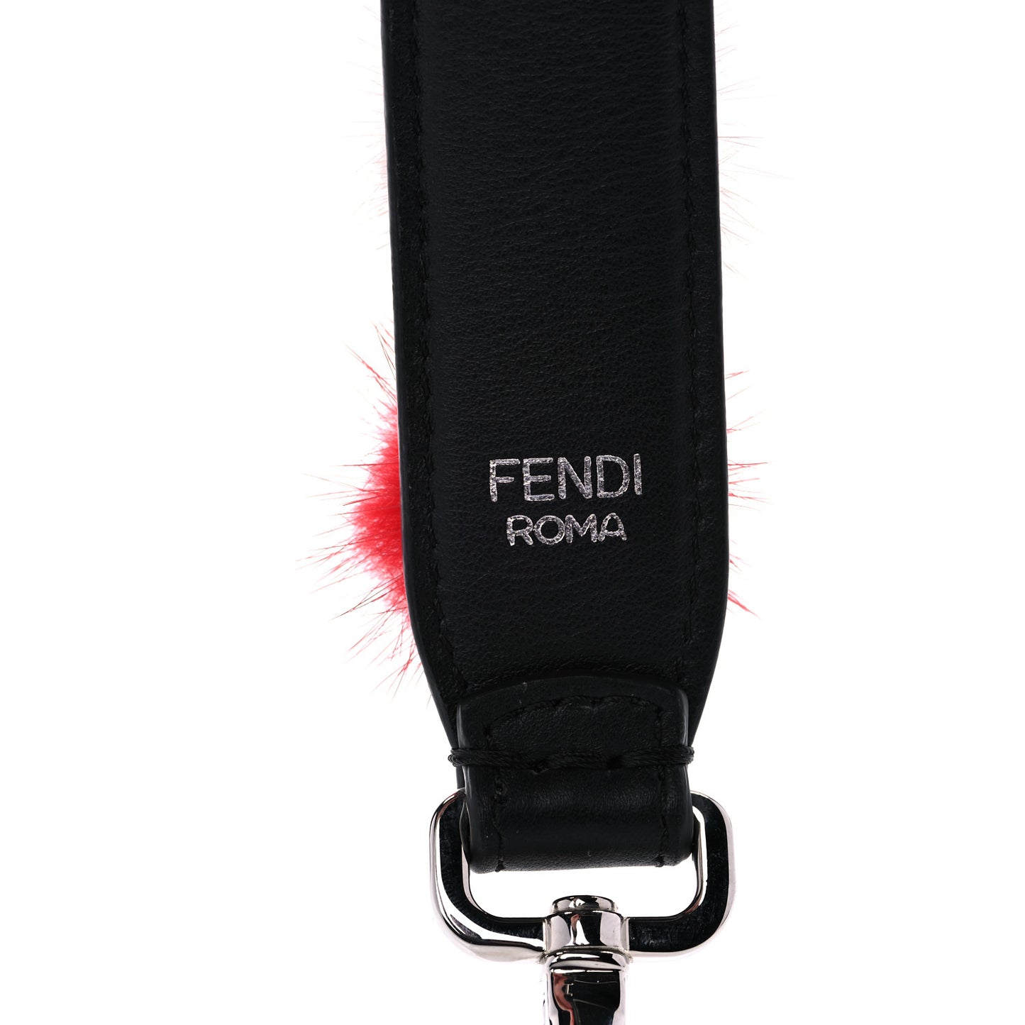 Mink Fur Pom Pom Mini Strap You Black Multicolor