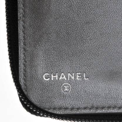 Chanel Lambskin Camellia Embossed Zip Around Organizer Wallet Black 8 of 10