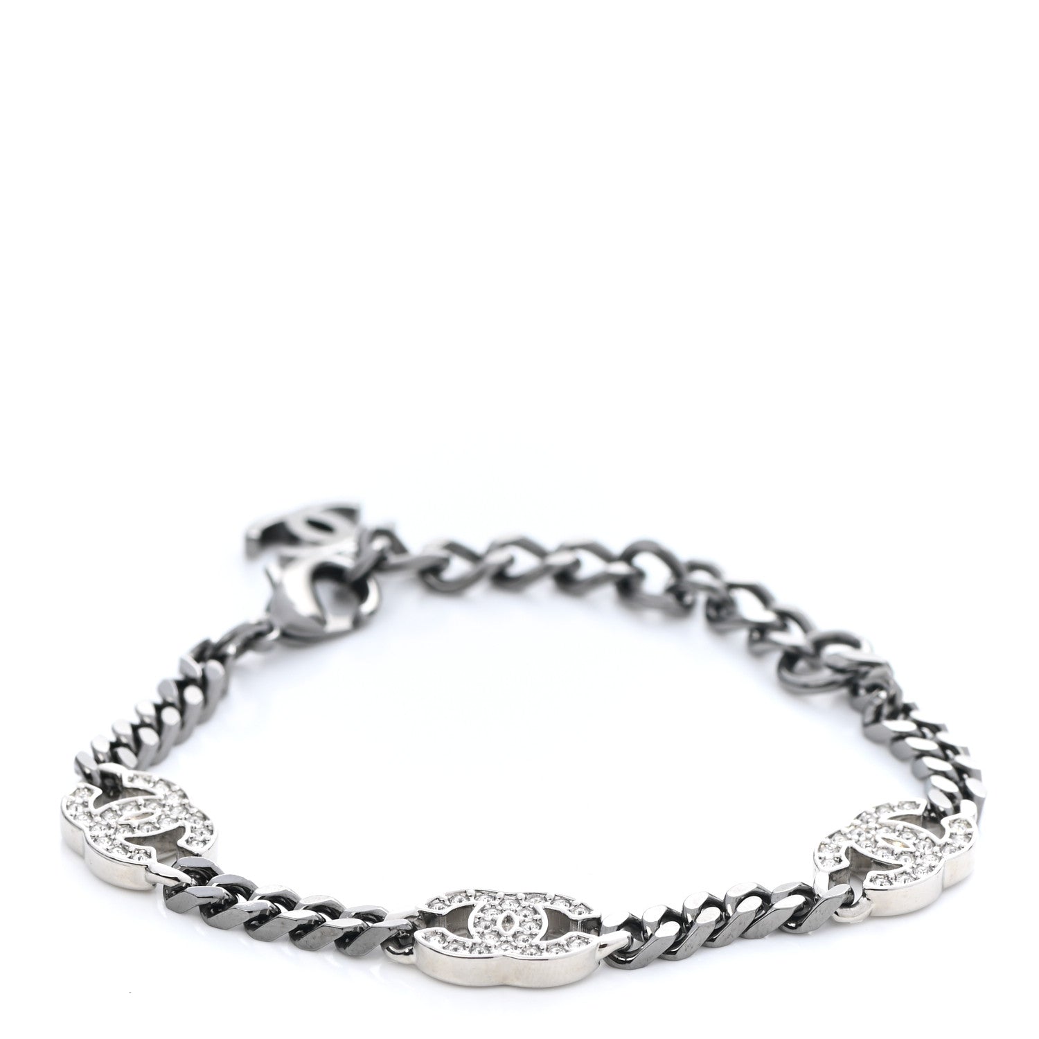 Chanel Crystal CC Chain Bracelet Silver 1 of 5