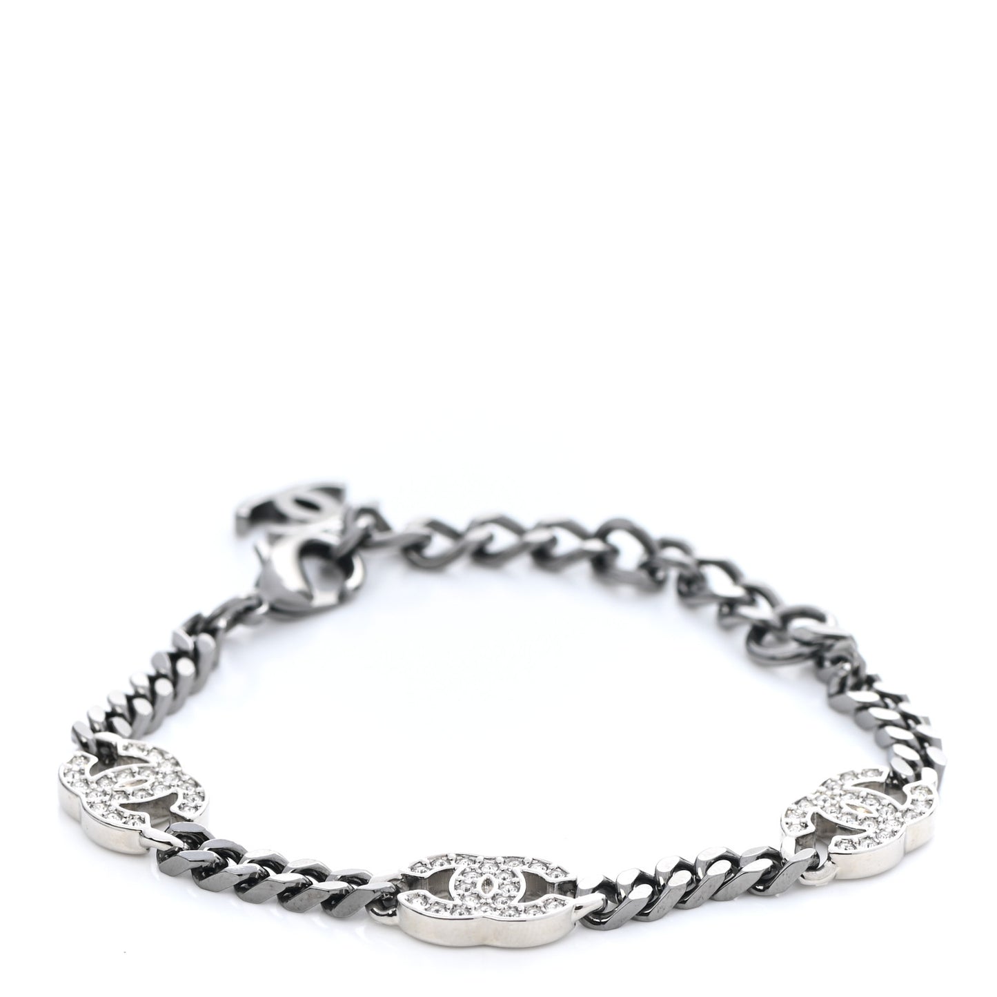 Crystal CC Chain Bracelet Silver