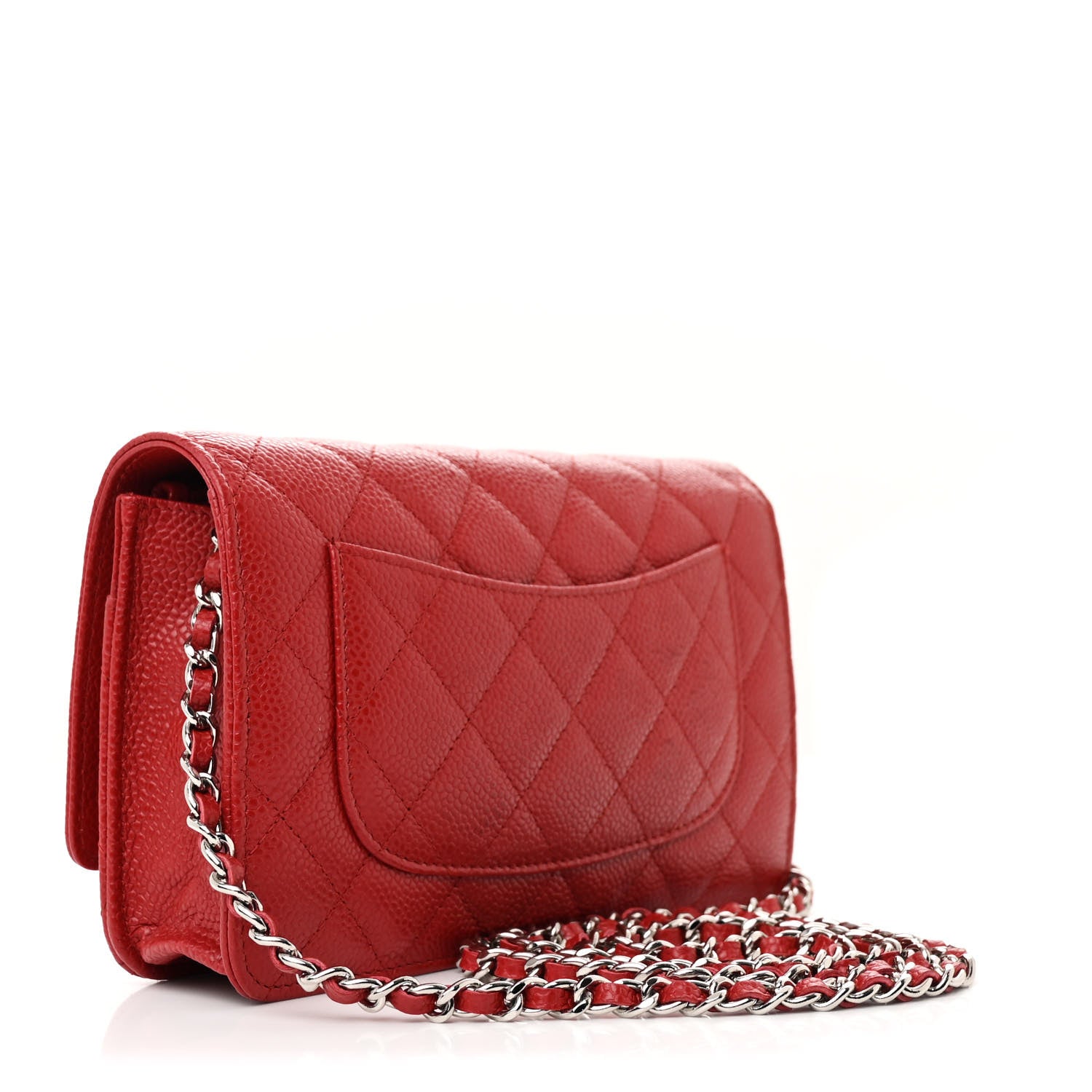 Chanel Caviar Quilted Wallet On Chain WOC Red 2 of 11