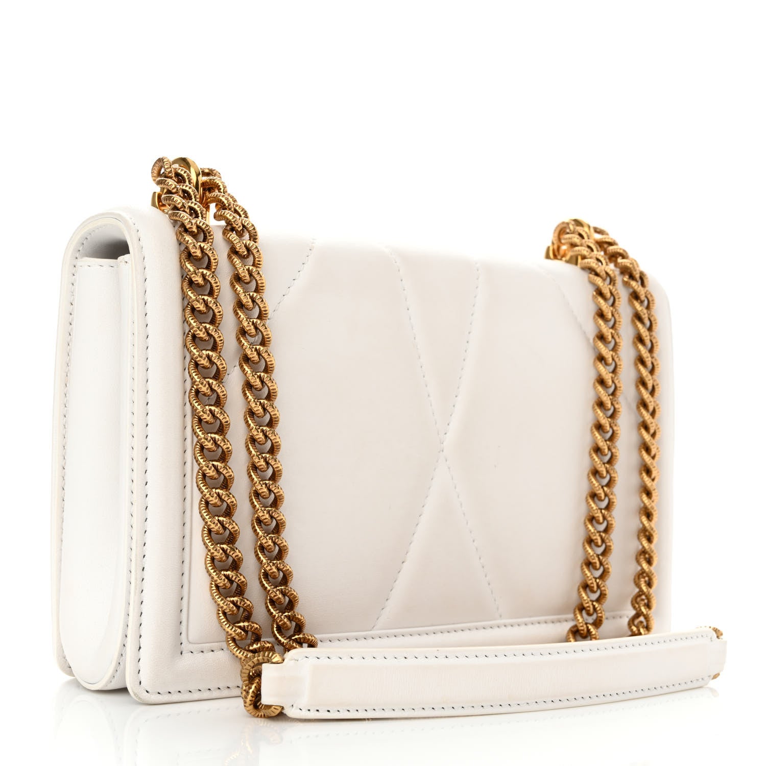 Dolce & Gabbana Calfskin Medium Devotion Crossbody Bag White 3 of 10