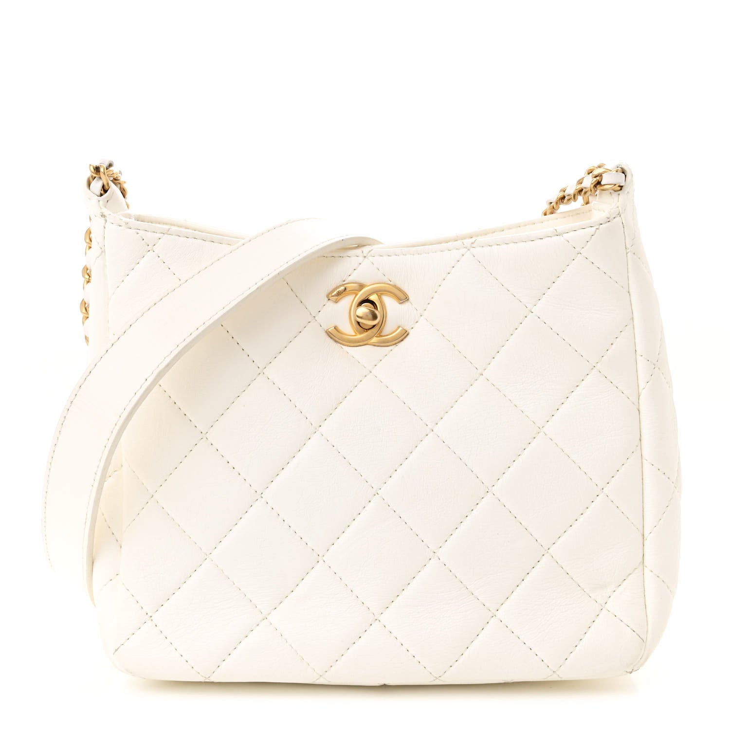 Chanel Lambskin Quilted Multi Chain Hobo White 1 of 11