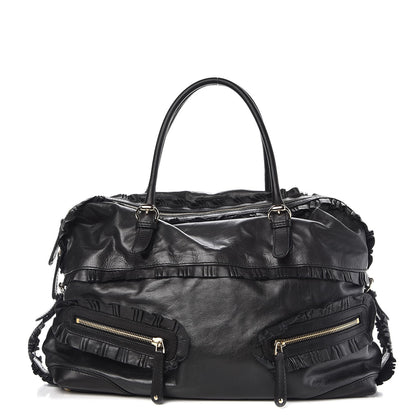 Gucci Calfskin Ruffle Medium Sabrina Boston Tote Black 1 of 7