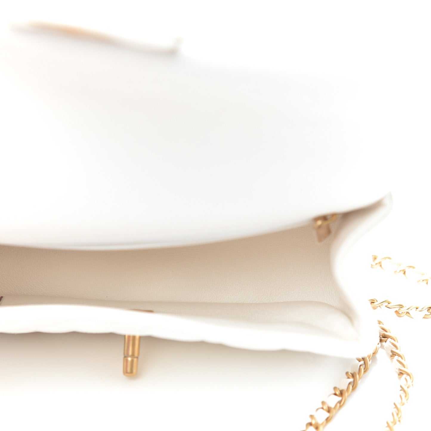 Caviar Quilted Mini Top Handle Rectangular Flap White