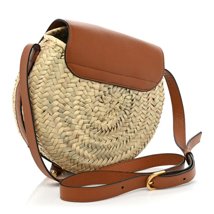 Chloe Raffia Small Grain Calfskin Small Marcie Basket Crossbody Tan 3 of 9