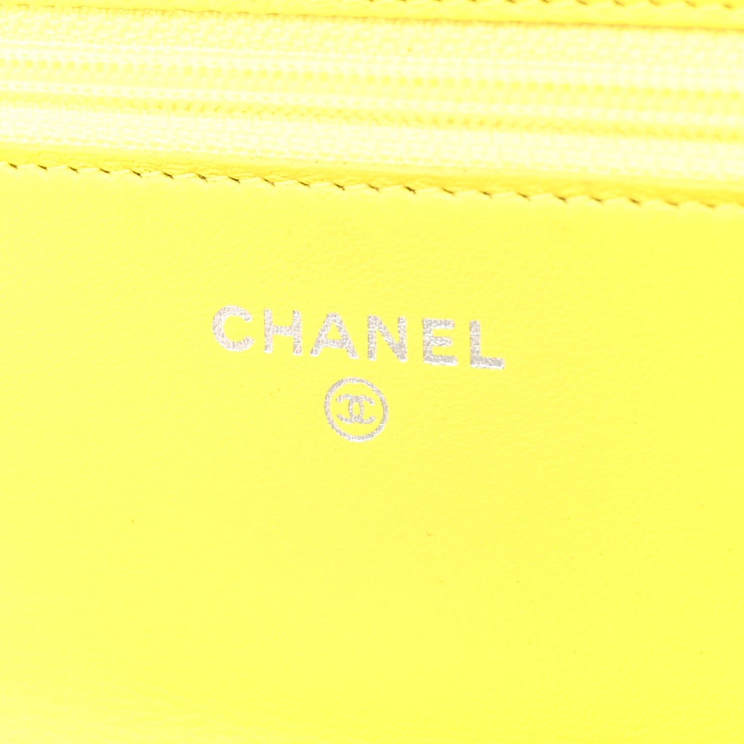 Patent Quilted Wallet On Chain WOC Yellow