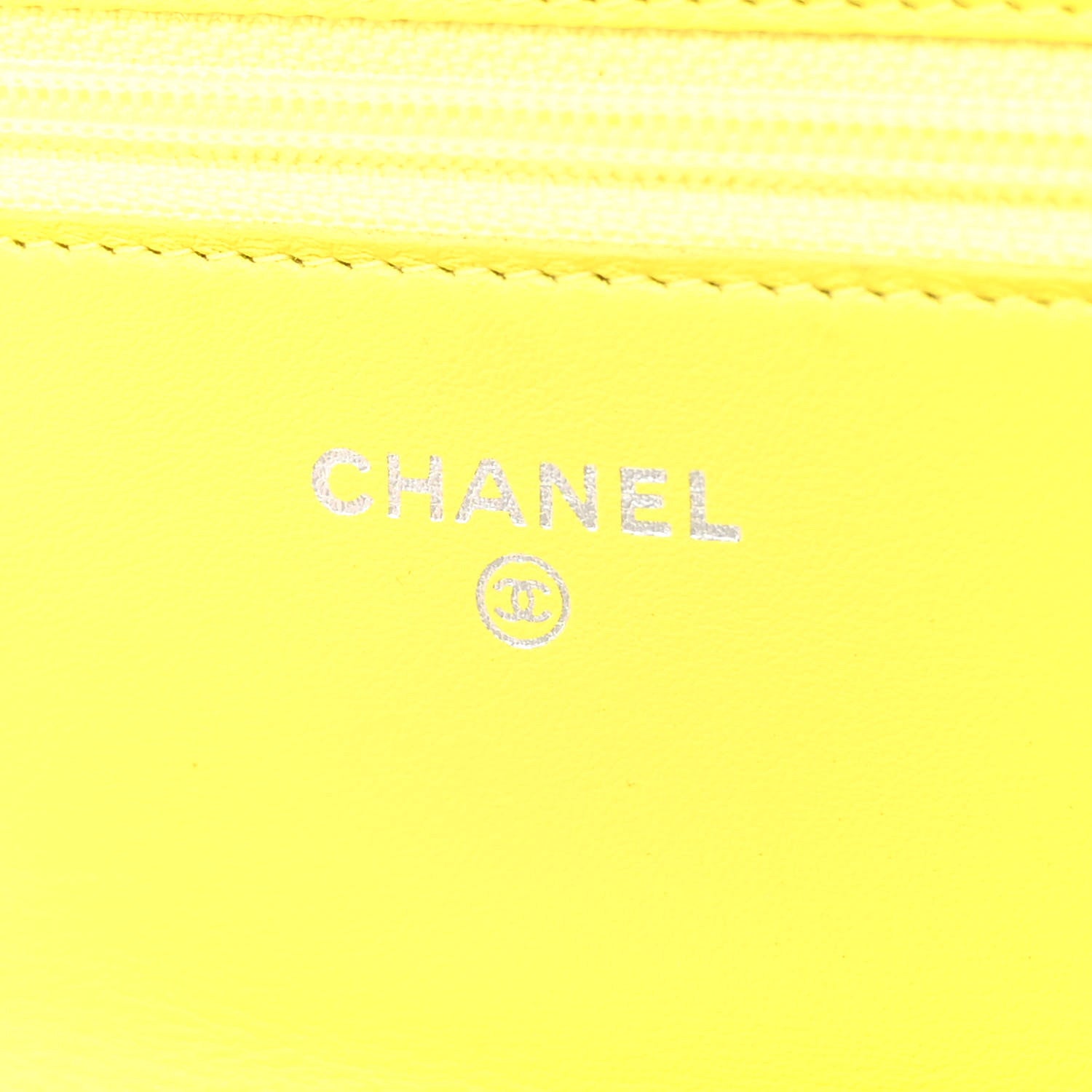 Chanel Patent Quilted Wallet On Chain WOC Yellow 6 of 12