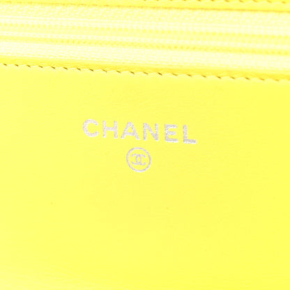 Chanel Patent Quilted Wallet On Chain WOC Yellow 6 of 12