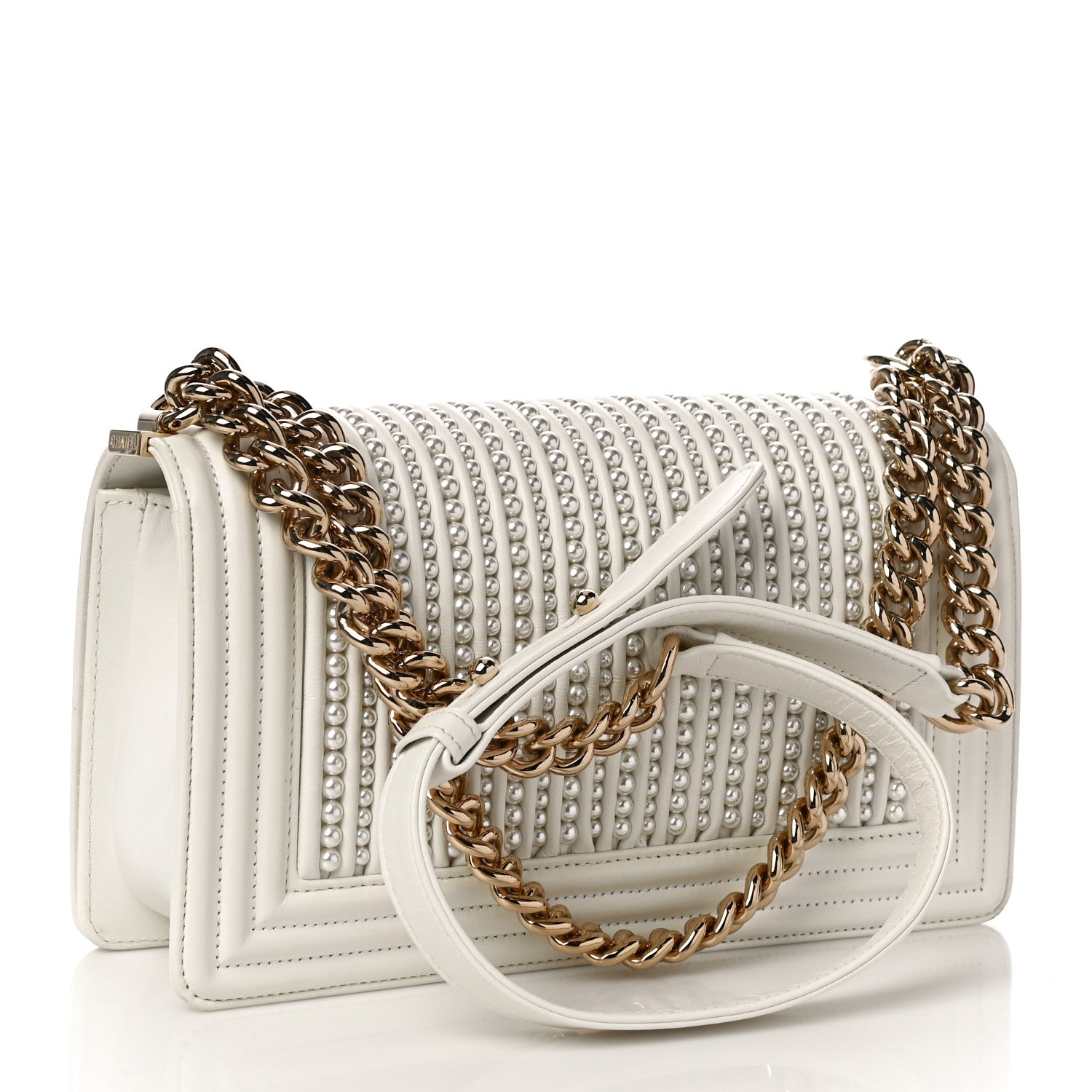 Chanel Calfskin Pearl Medium Boy Flap White 3 of 12