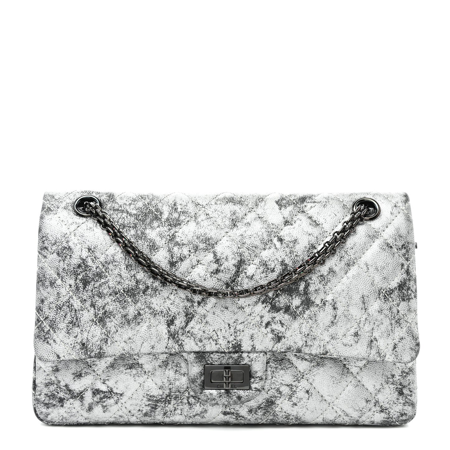 Metallic Caviar Quilted 2.55 Reissue 226 Flap Silver Black