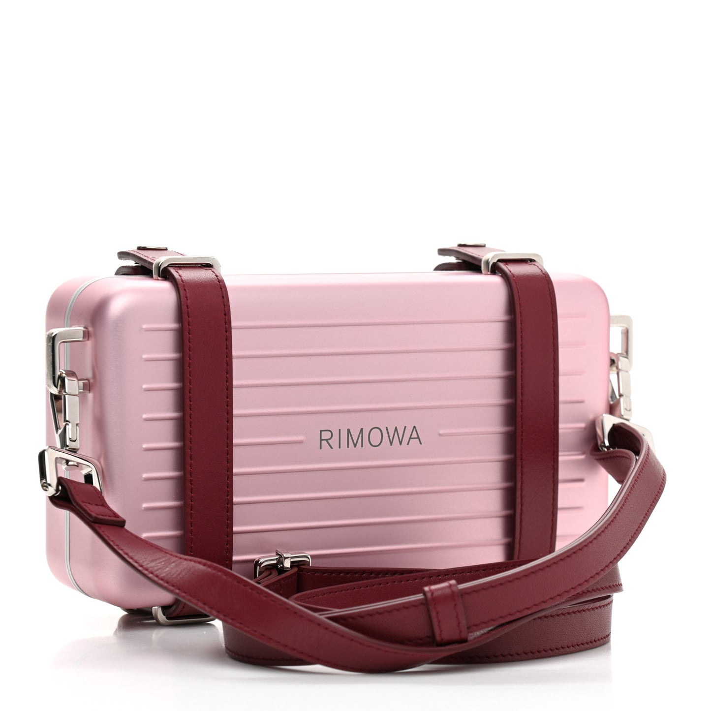 X RIMOWA Aluminum Personal Clutch On Strap Rose