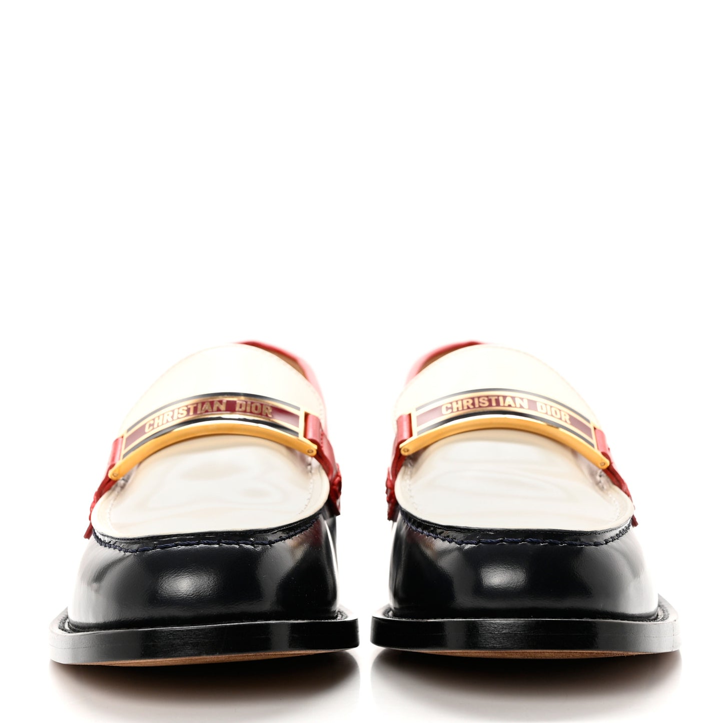Brushed Calfskin Code Loafers 38.5 Off White Multicolor