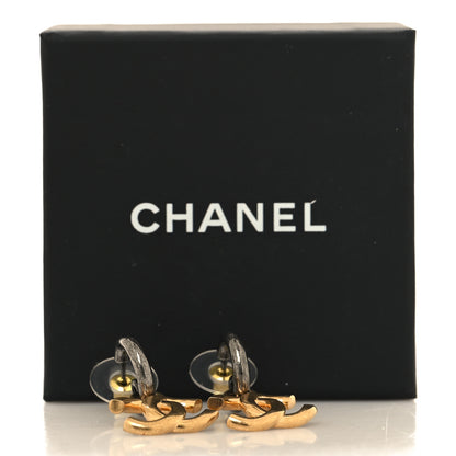 Chanel Metal Drop CC Earrings Ruthenium Gold 5 of 5
