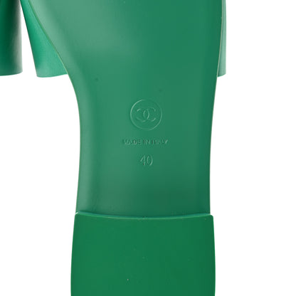 Chanel Calfskin Patent Calfskin Logo Mules 40 Green White 6 of 11