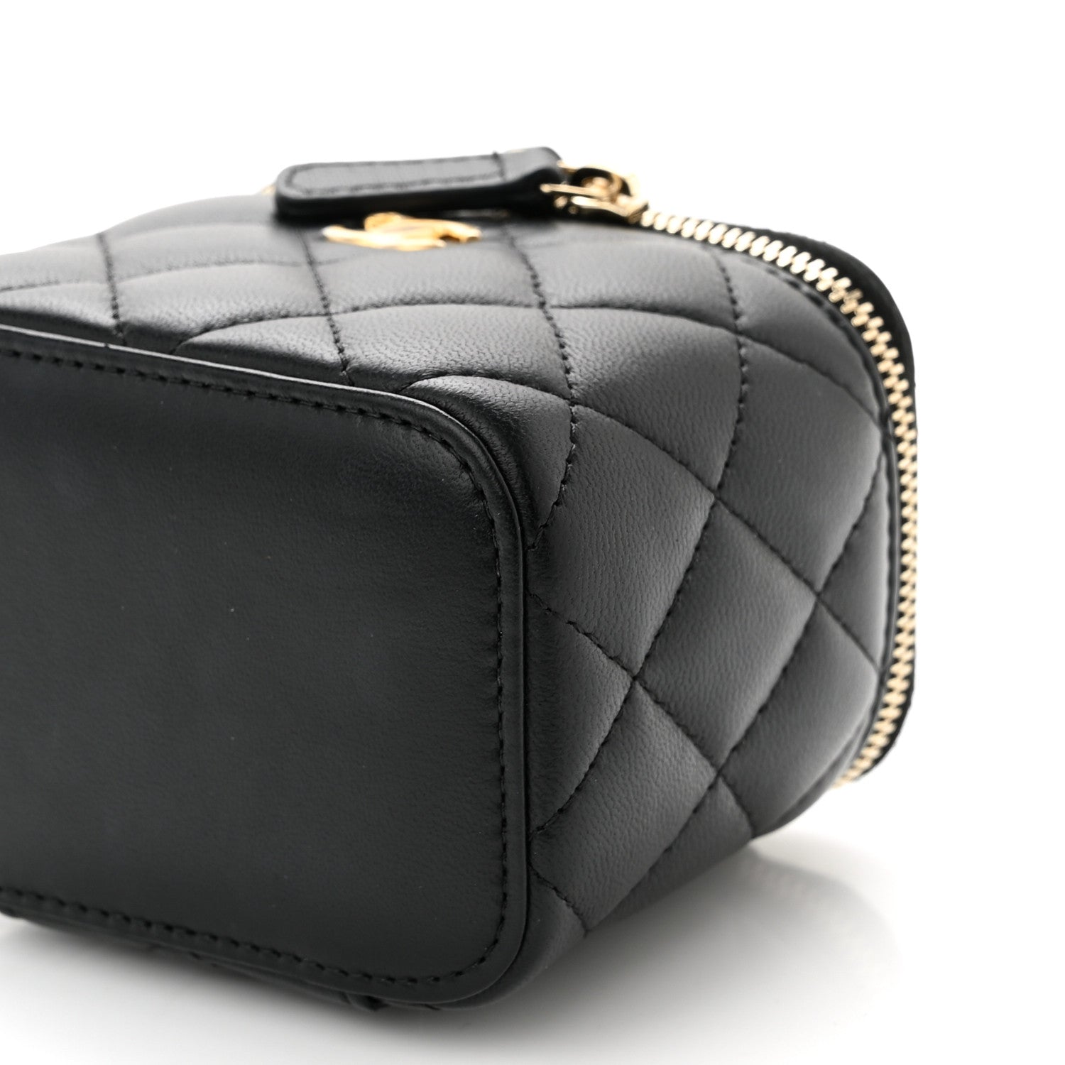 Chanel Lambskin Quilted Mini Pearl Crush Vanity Case With Chain Black 10 of 11