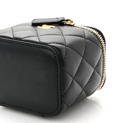 Chanel Lambskin Quilted Mini Pearl Crush Vanity Case With Chain Black 10 of 11