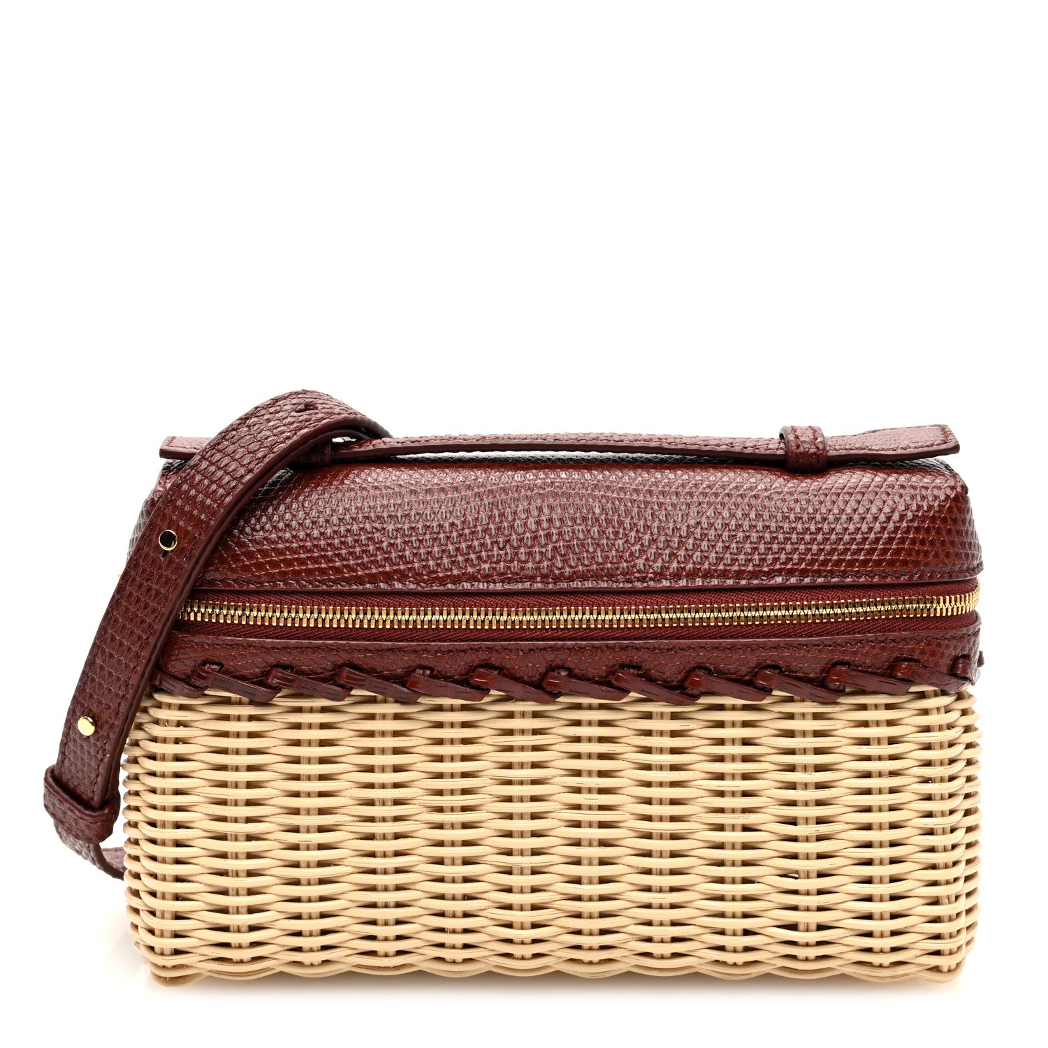 Loro Piana Wicker Lizard East West L19 Extra Pocket Pouch Smoked Caramel 1 of 9