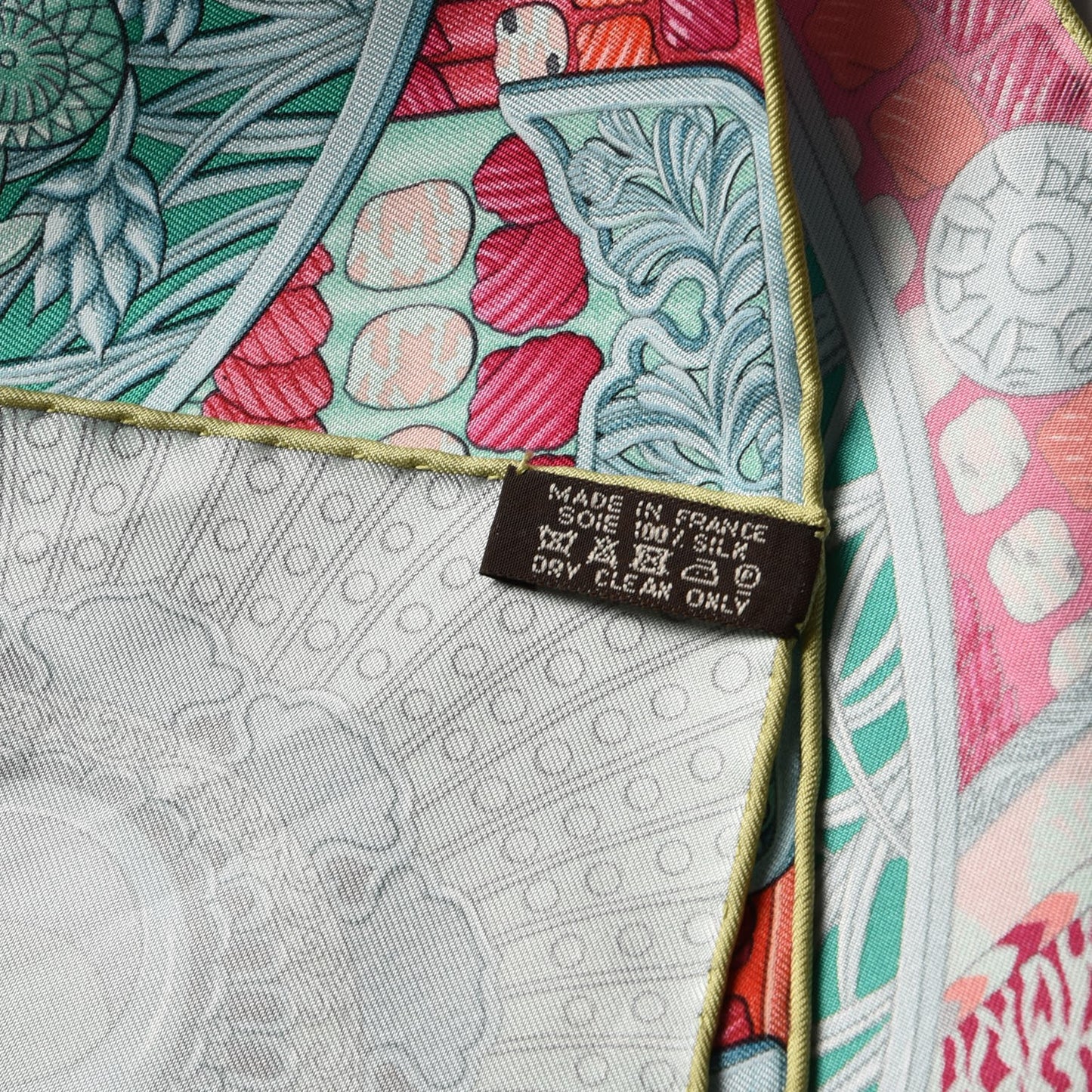 Silk Parures de Samourais Scarf 90 Creme Aqua Coral
