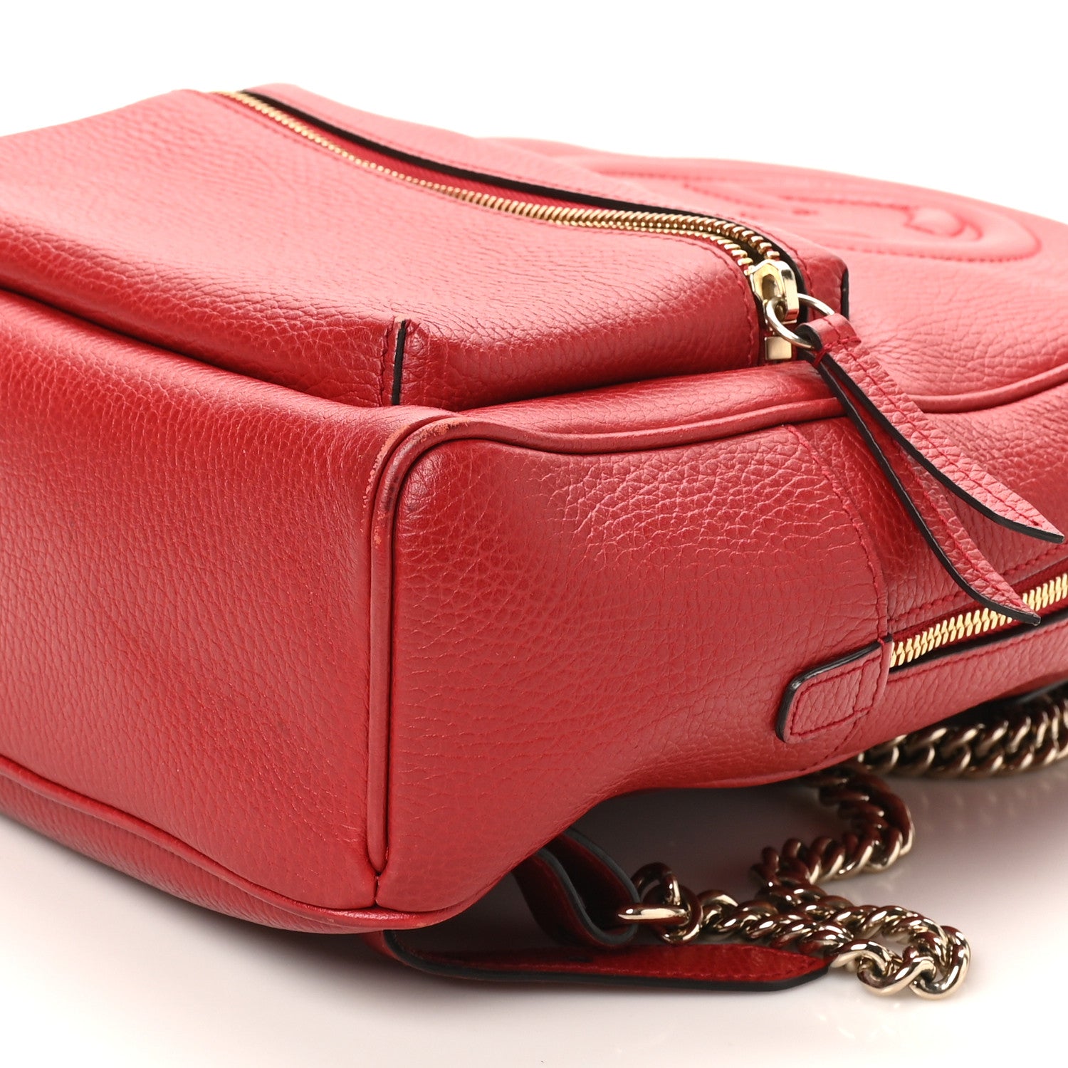Gucci Pebbled Calfskin Soho Chain Backpack Hibiscus Red 10 of 10
