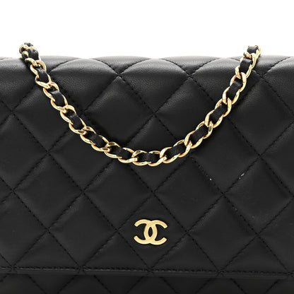 Chanel Lambskin Quilted Wallet On Chain WOC Black 9 of 12